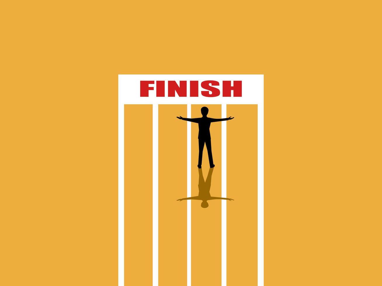 man on the finish line, competition, victory vector