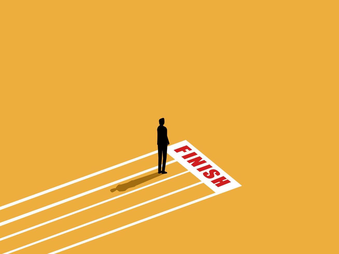 Businessman reaches the finish line of the project vector