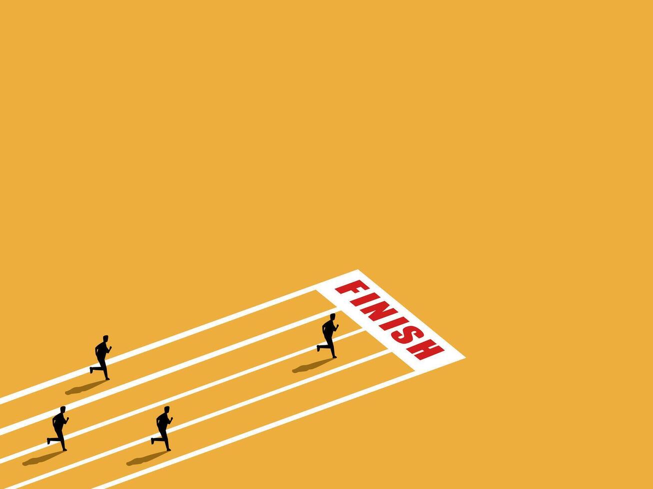 Success, victory, businessman running to the finish line vector