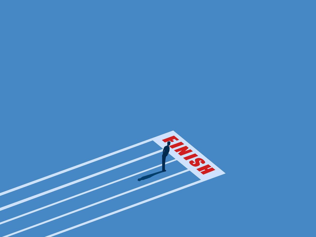 Complete the mission, Success, Victory ,Businessman standing on the finish line. vector