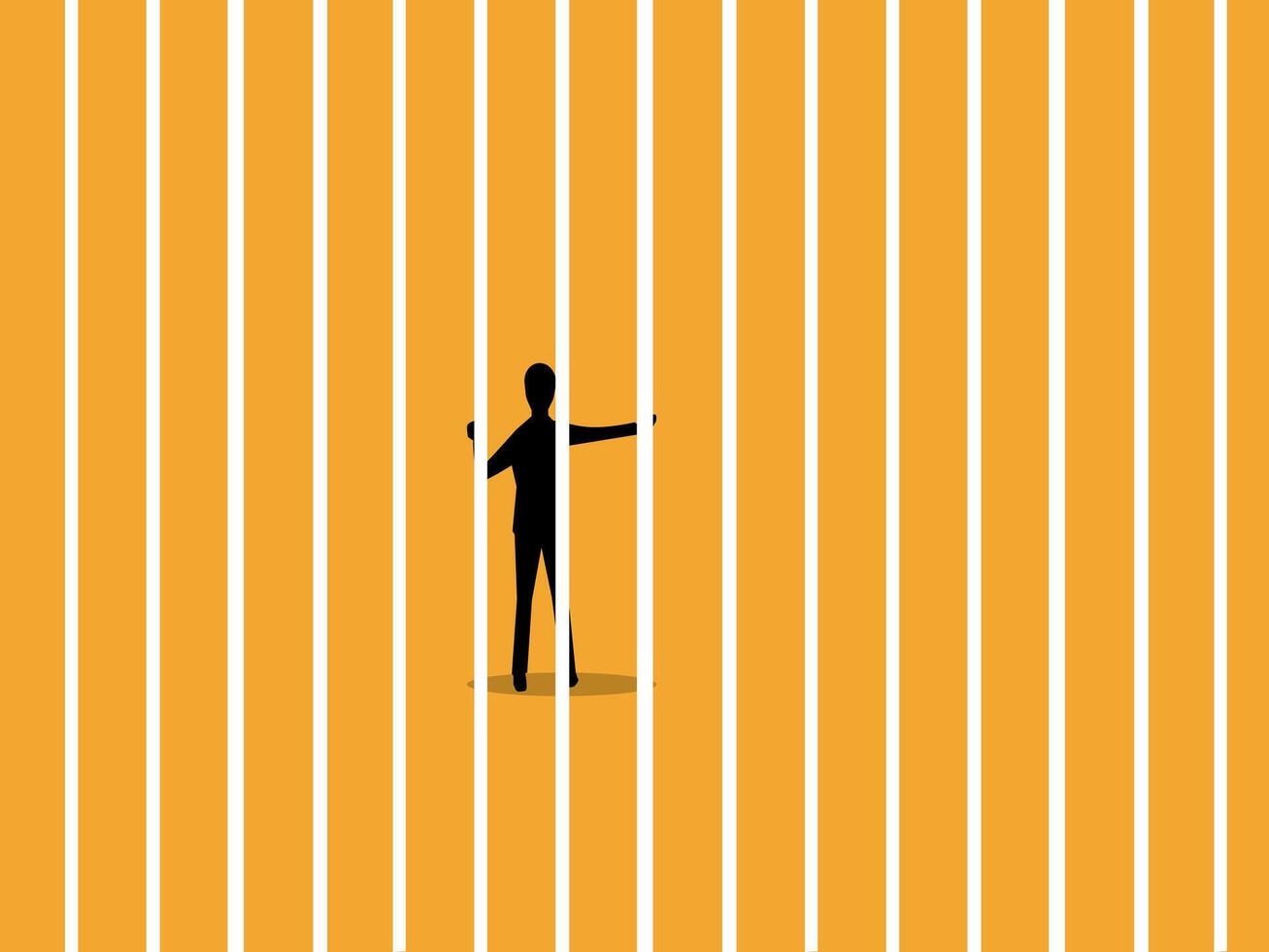 Businessman commits crime and is locked in a cage vector
