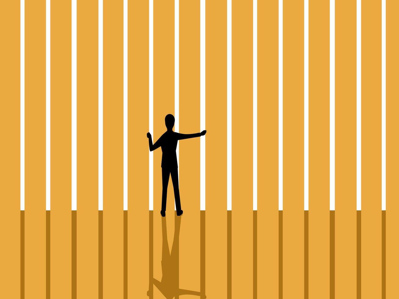 man is locked in a cage as punishment, business concept vector