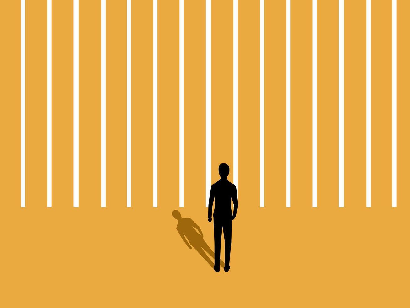 Lack of freedom, committing a crime, punishment, businessman imprisoned vector