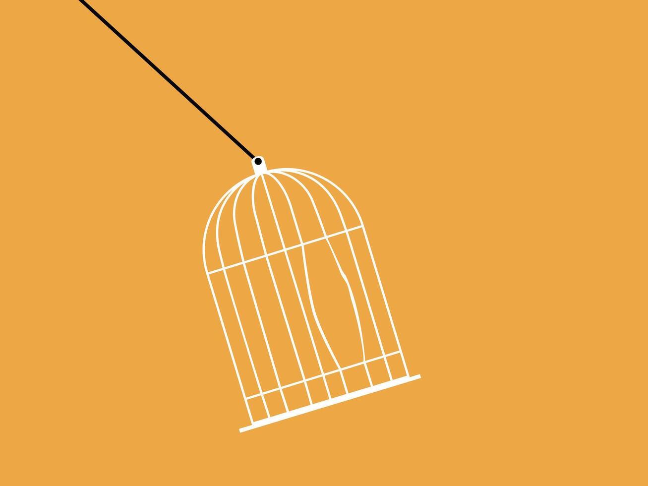 Trying to escape from cage to freedom vector