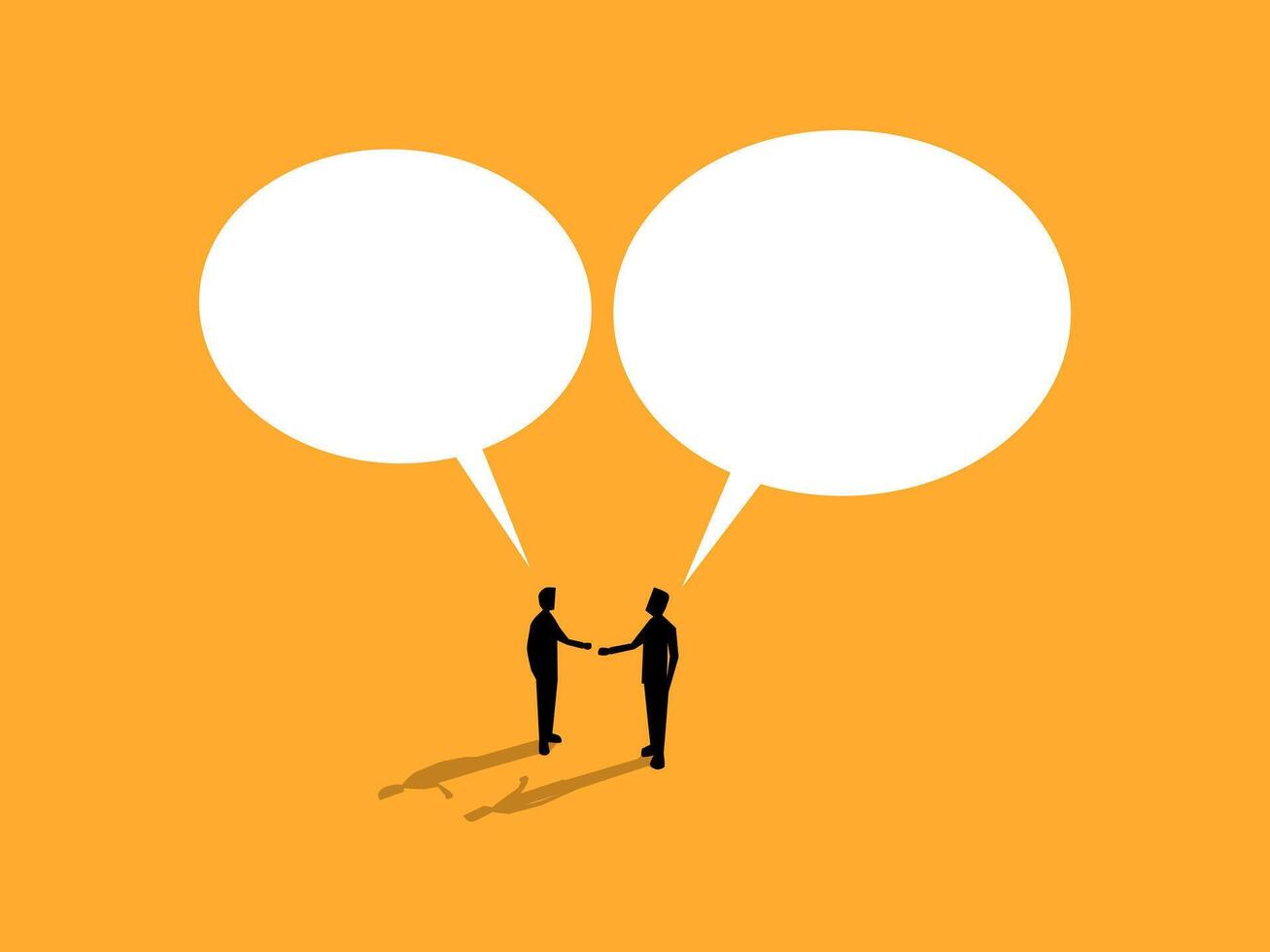 Communicate, Two business people talking with speech bubbles vector