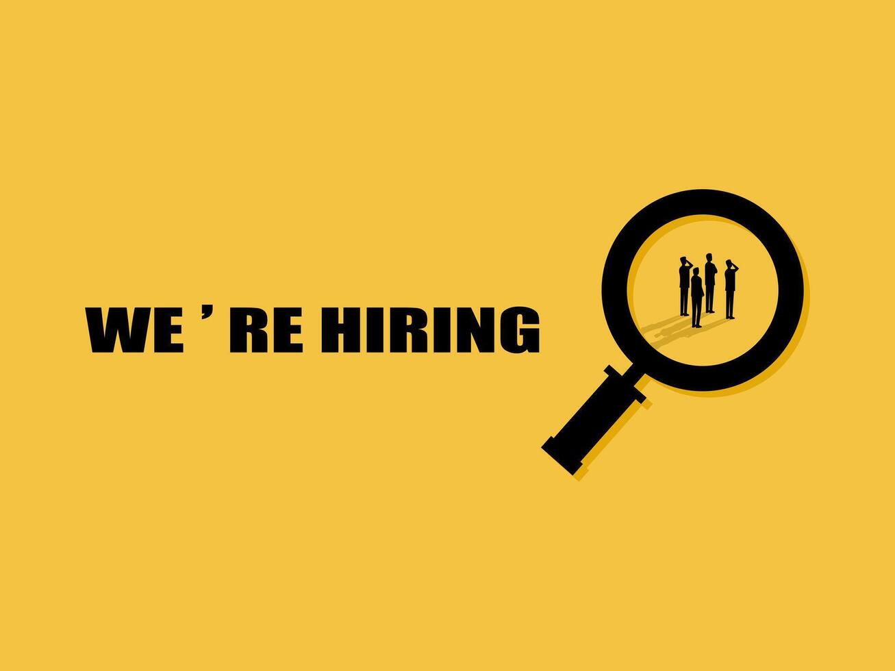 People analysis. Businessman team standing in magnifying glass vector