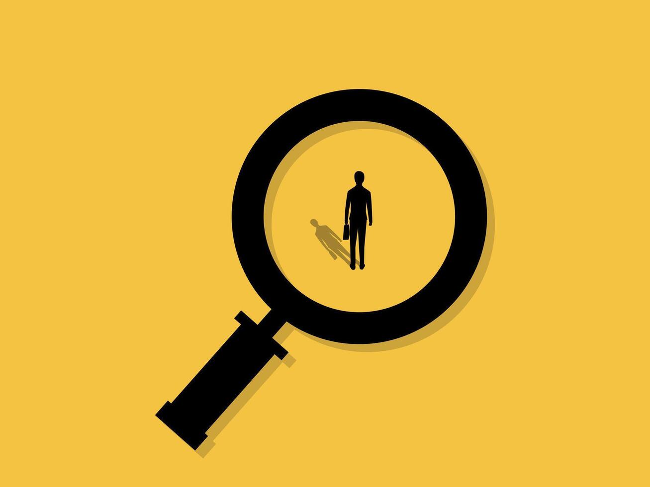 Job vacancy advertisement. man in magnifying glass vector