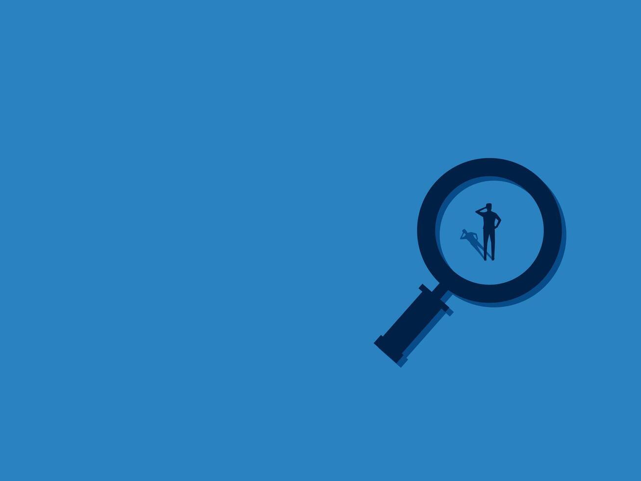 Analyzing workers, magnifying glass to select business people vector