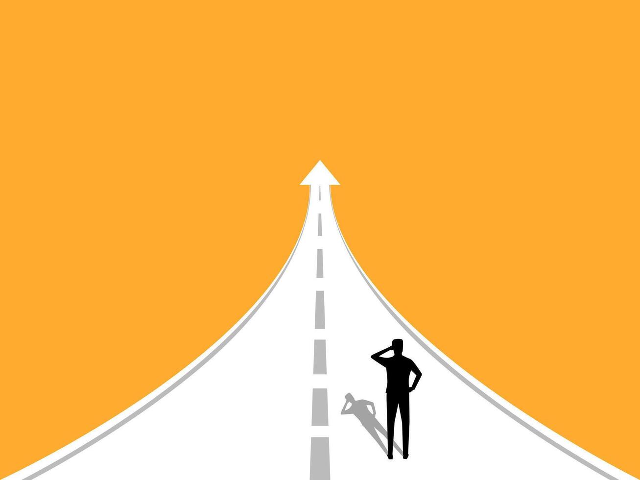 Career, Businessman walking on the path of future growth, business concept. vector