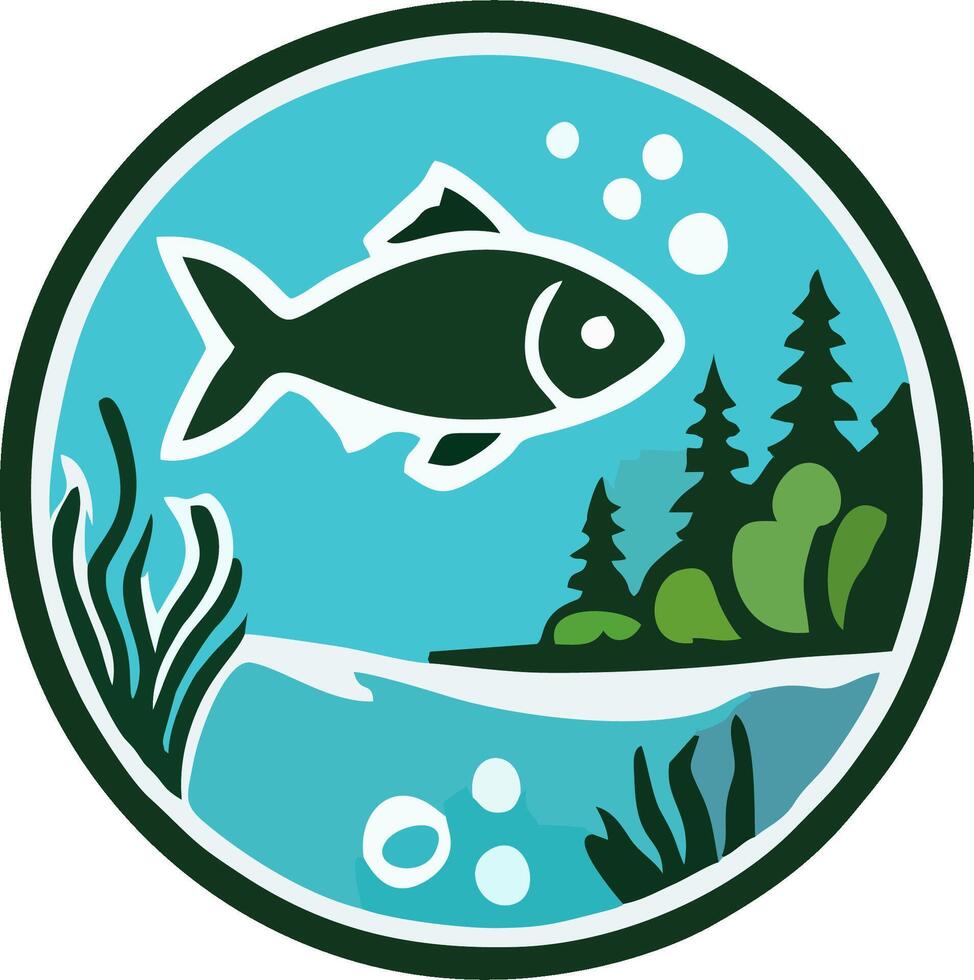 Ocean Conservation Logo. Coral Reef and Marine Life vector