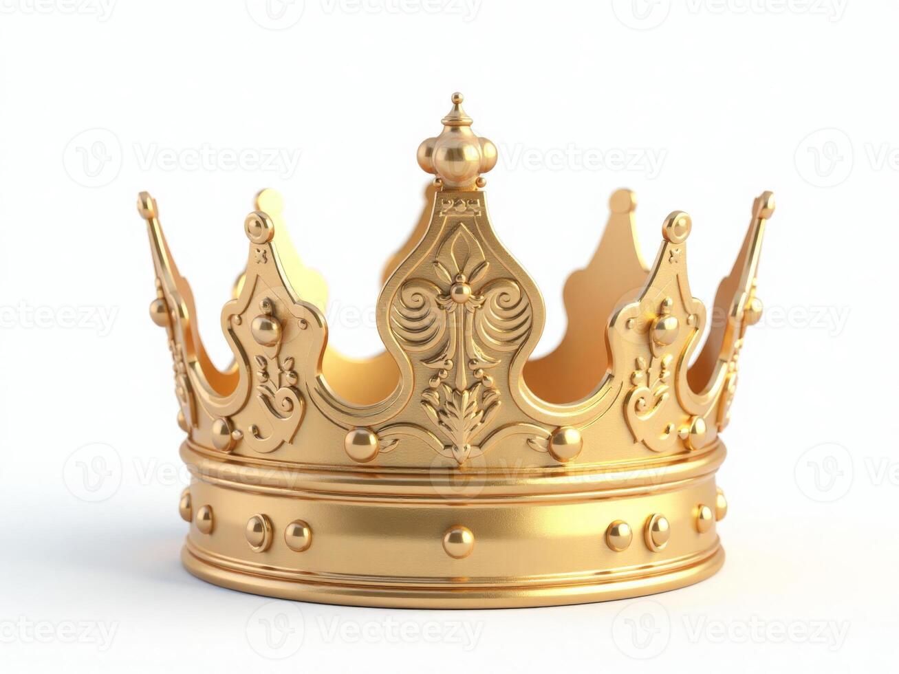 Golden crown isolated on white background 3d render photo