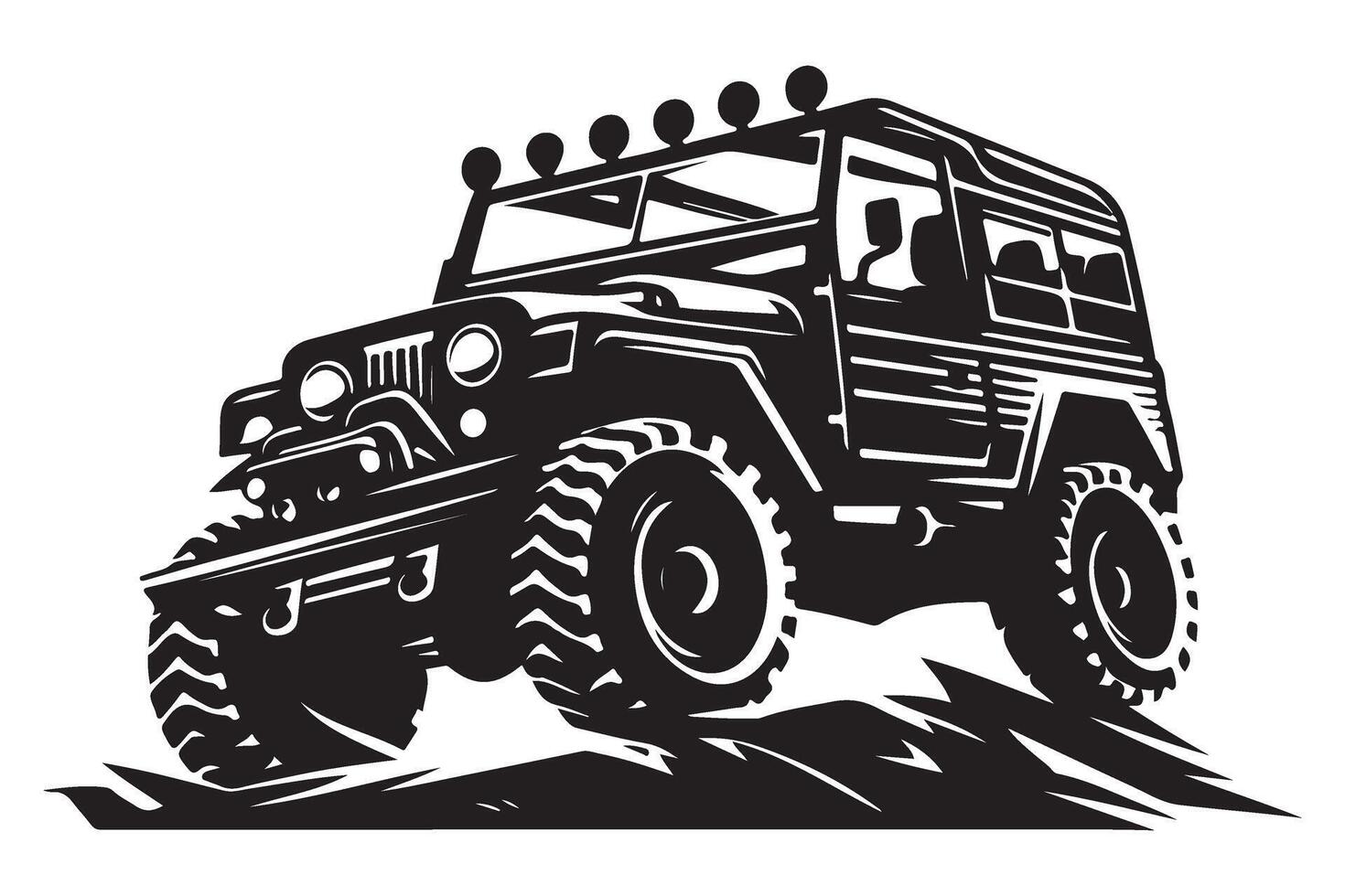 Off road jeep silhouette illustration adventure driving design vector