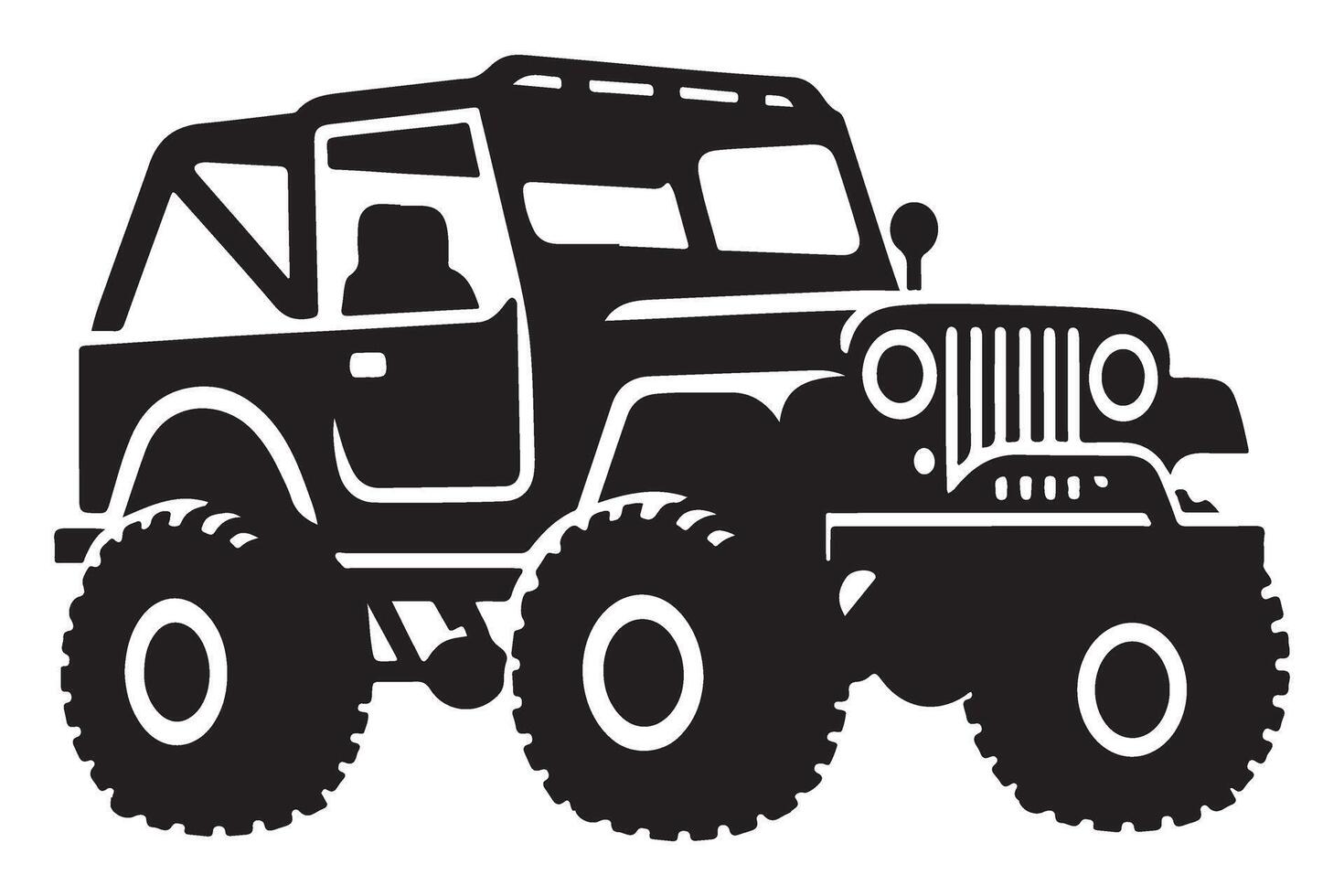 Silhouette Off Road Jeep Illustration with Rugged Design vector