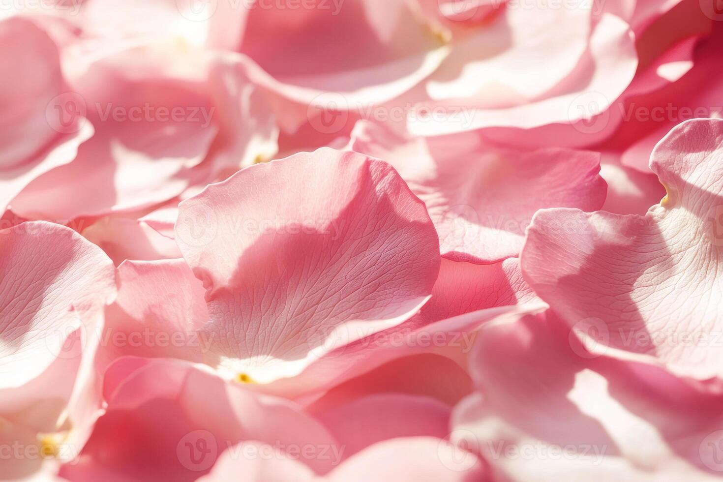 Soft pink rose petals create delicate backdrop, showcasing subtle shadows and gentle floral details that evoke sense of tranquility photo