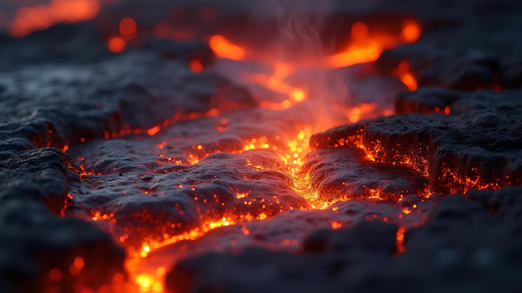 Close up of lava flowing out of a volcano photo