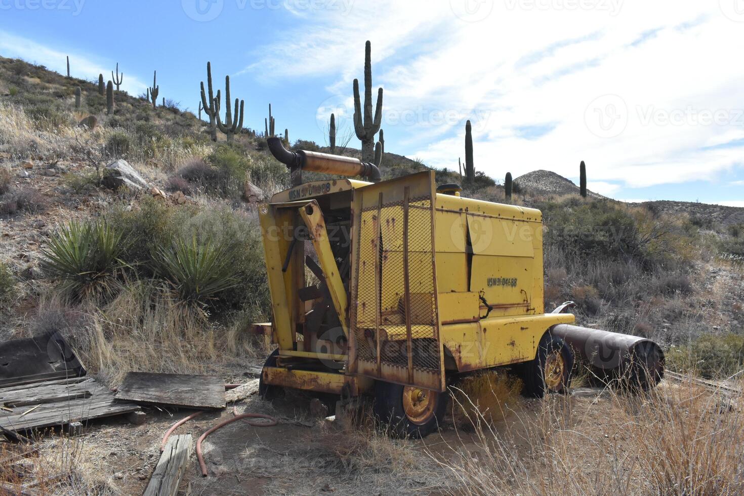 Giant Old Generator and Equipment at an Abandoned Mine Site in Arizona photo
