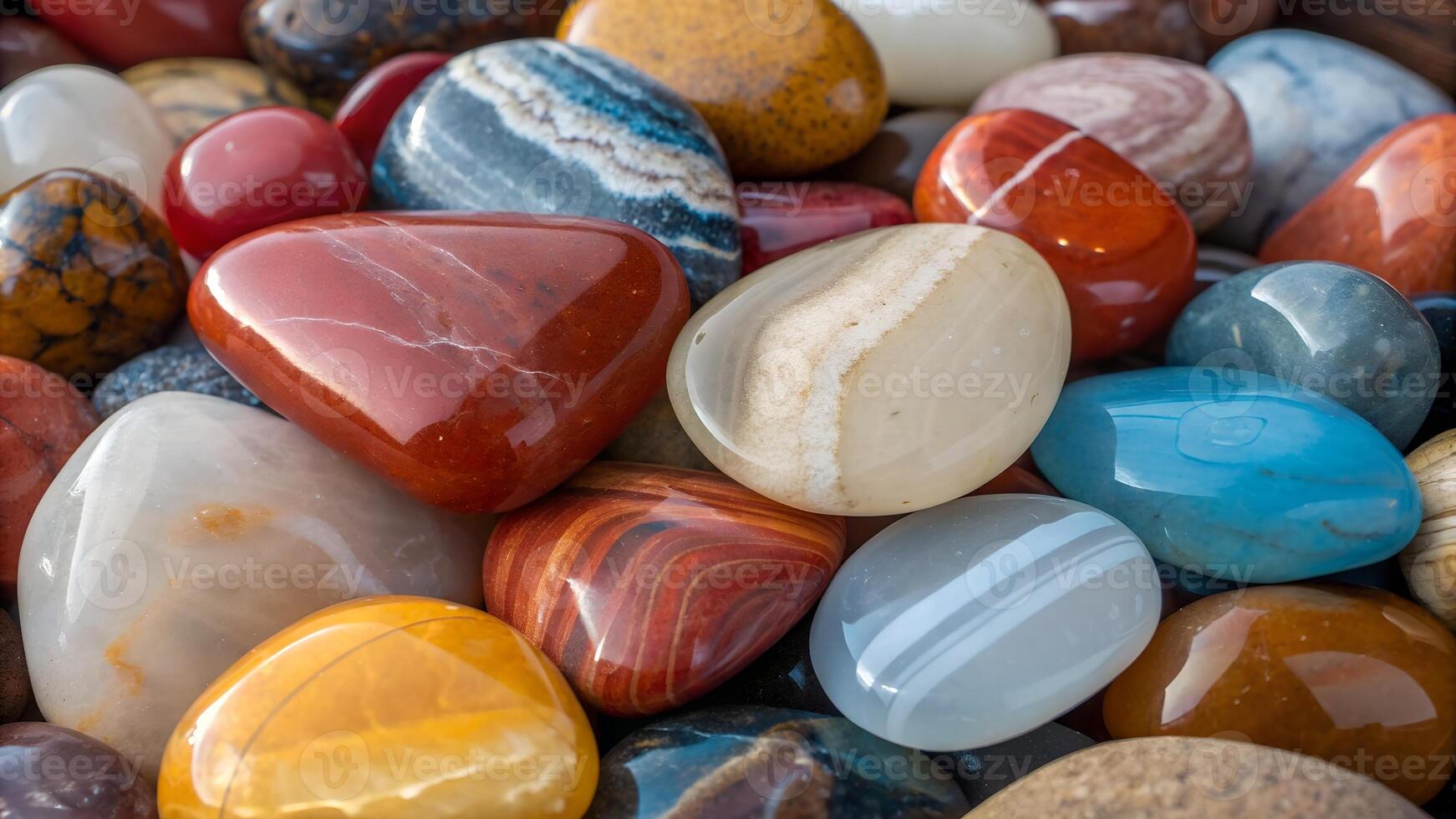 A Close-Up High-Quality Photograph of Various Colorful Stones and Crystals photo