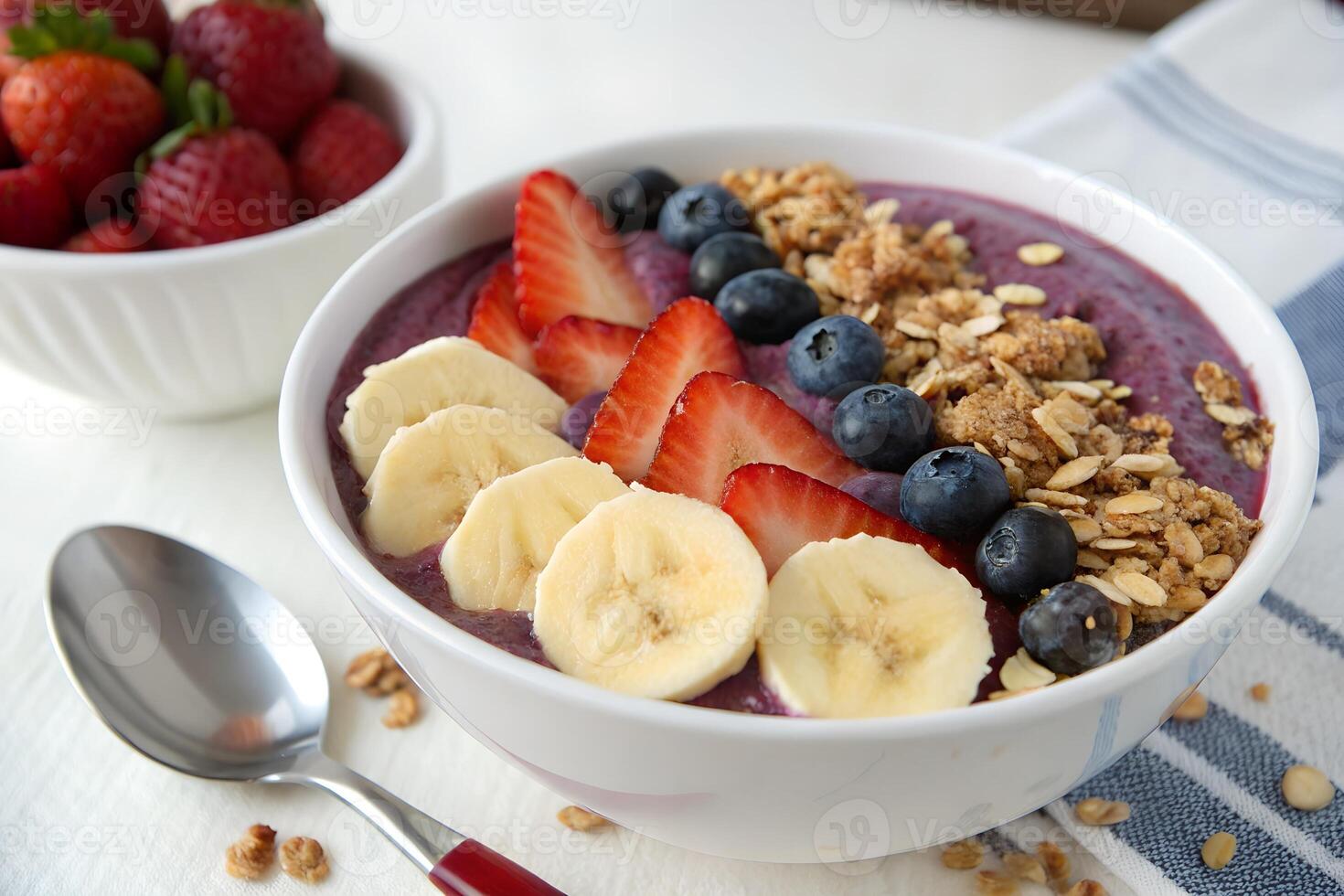 Healthy Acai Bowl with Fresh Fruit and Granola photo