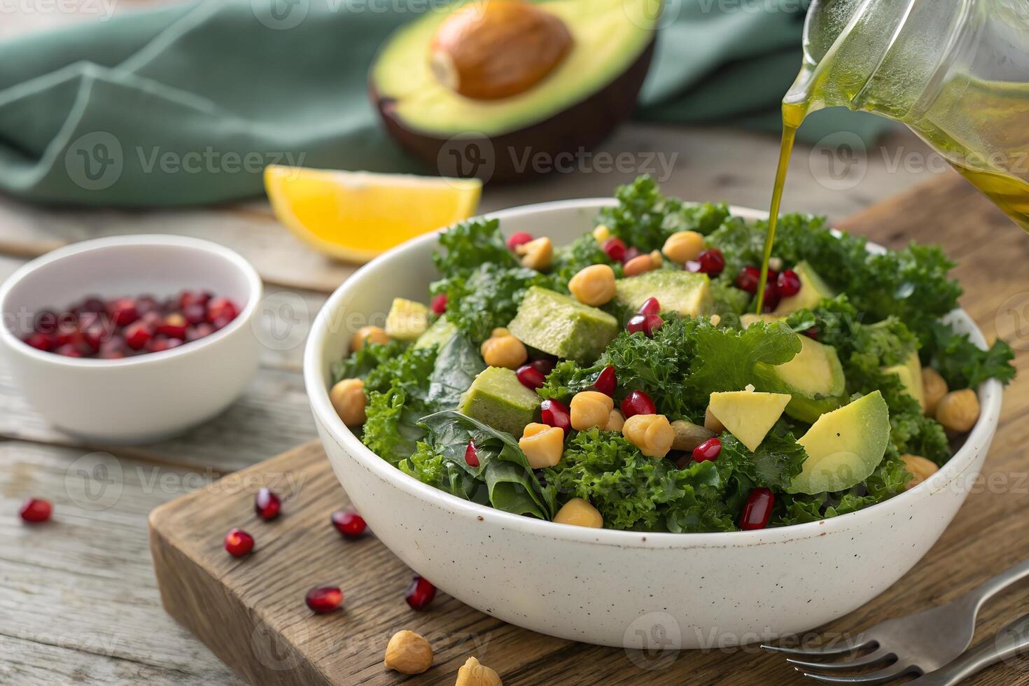 Healthy Kale Salad with Almonds photo