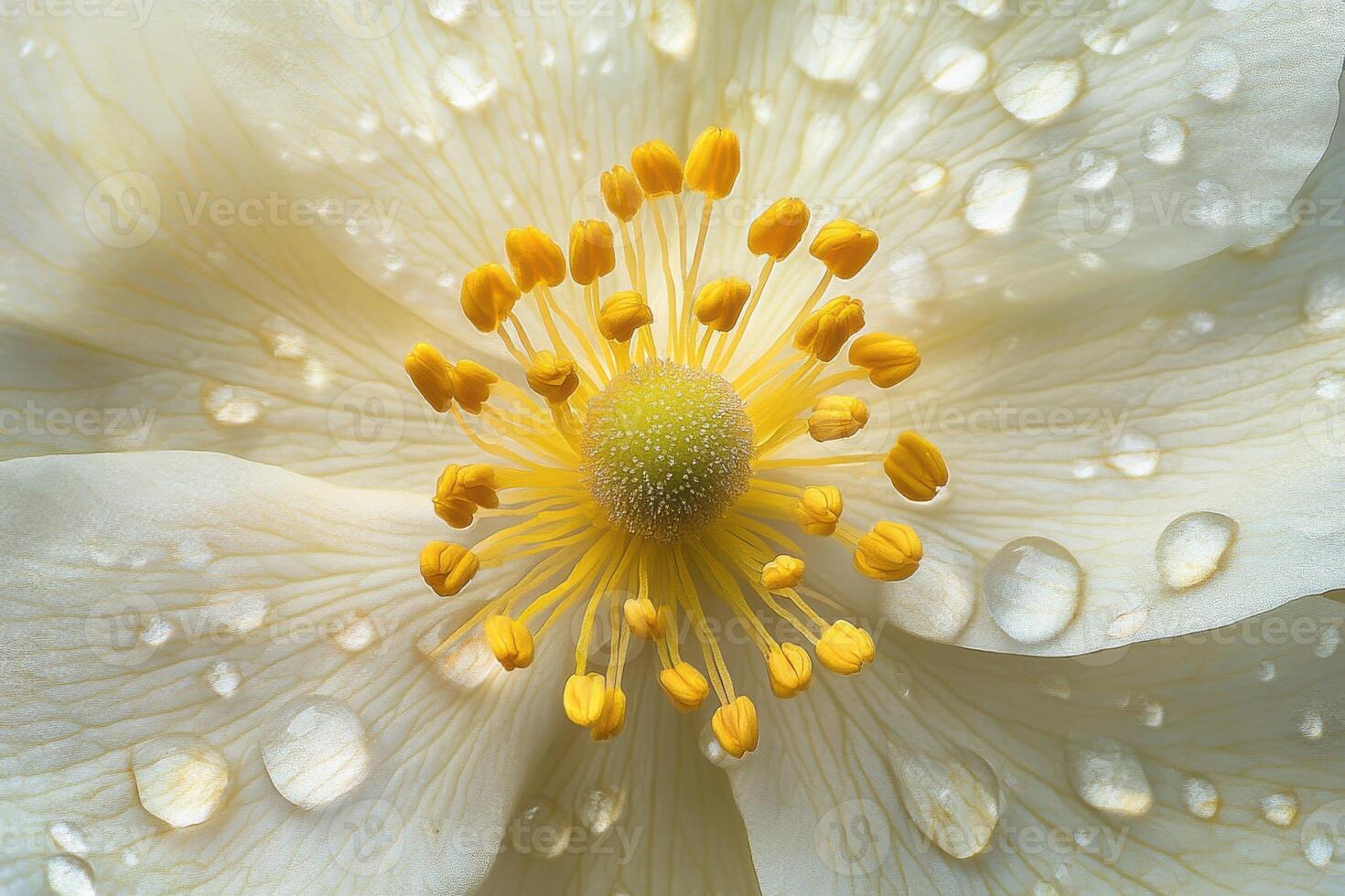 A close up of a flower with water droplets on it photo