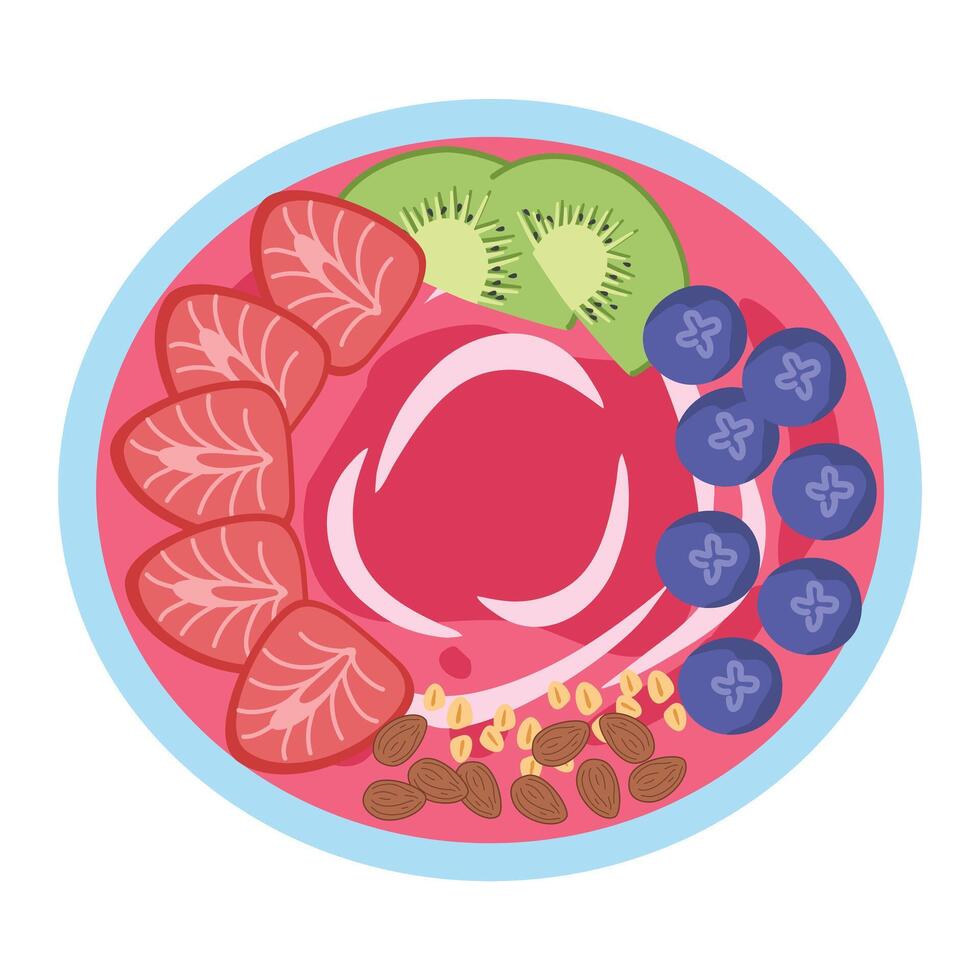 Healthy Berry pink Smoothie Bowl illustration vector