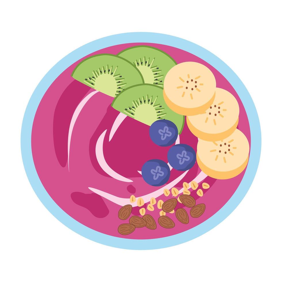 Smoothie Bowl with Fruit Berries vector