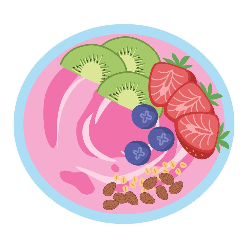 Healthy Berry pink Smoothie Bowl vector
