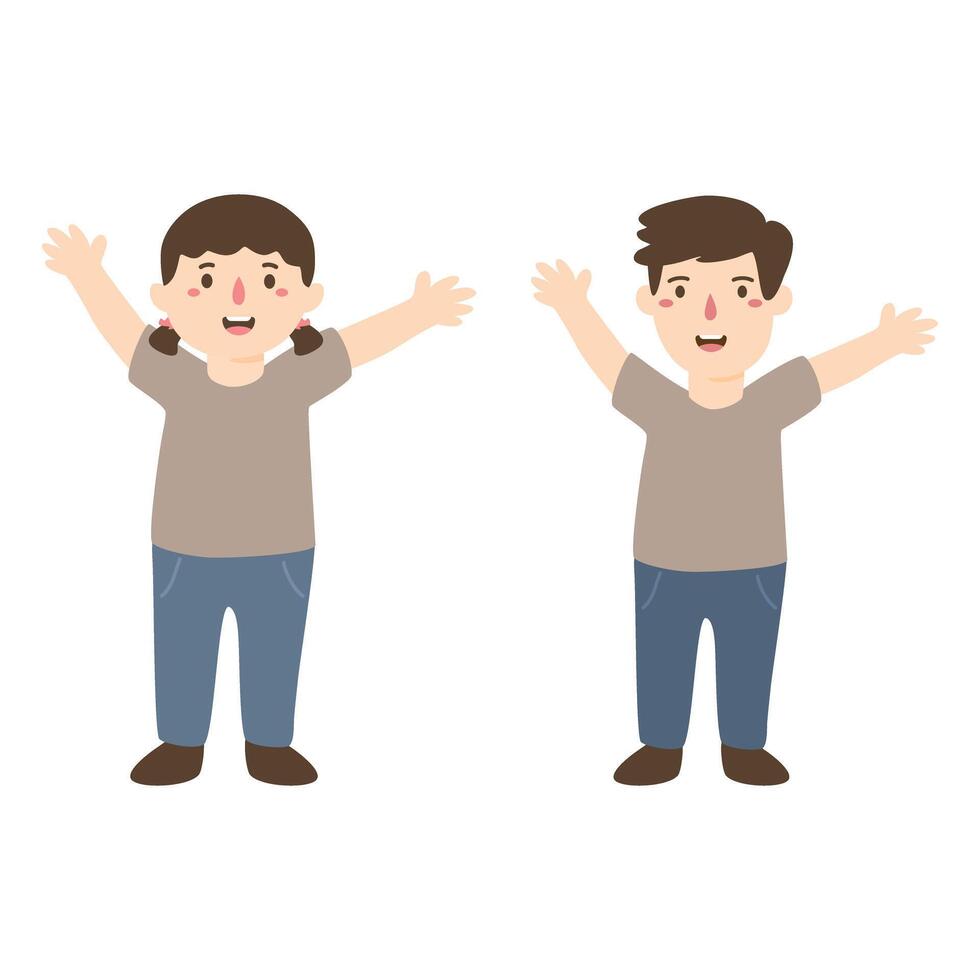 Happy kids jumping together illustration vector
