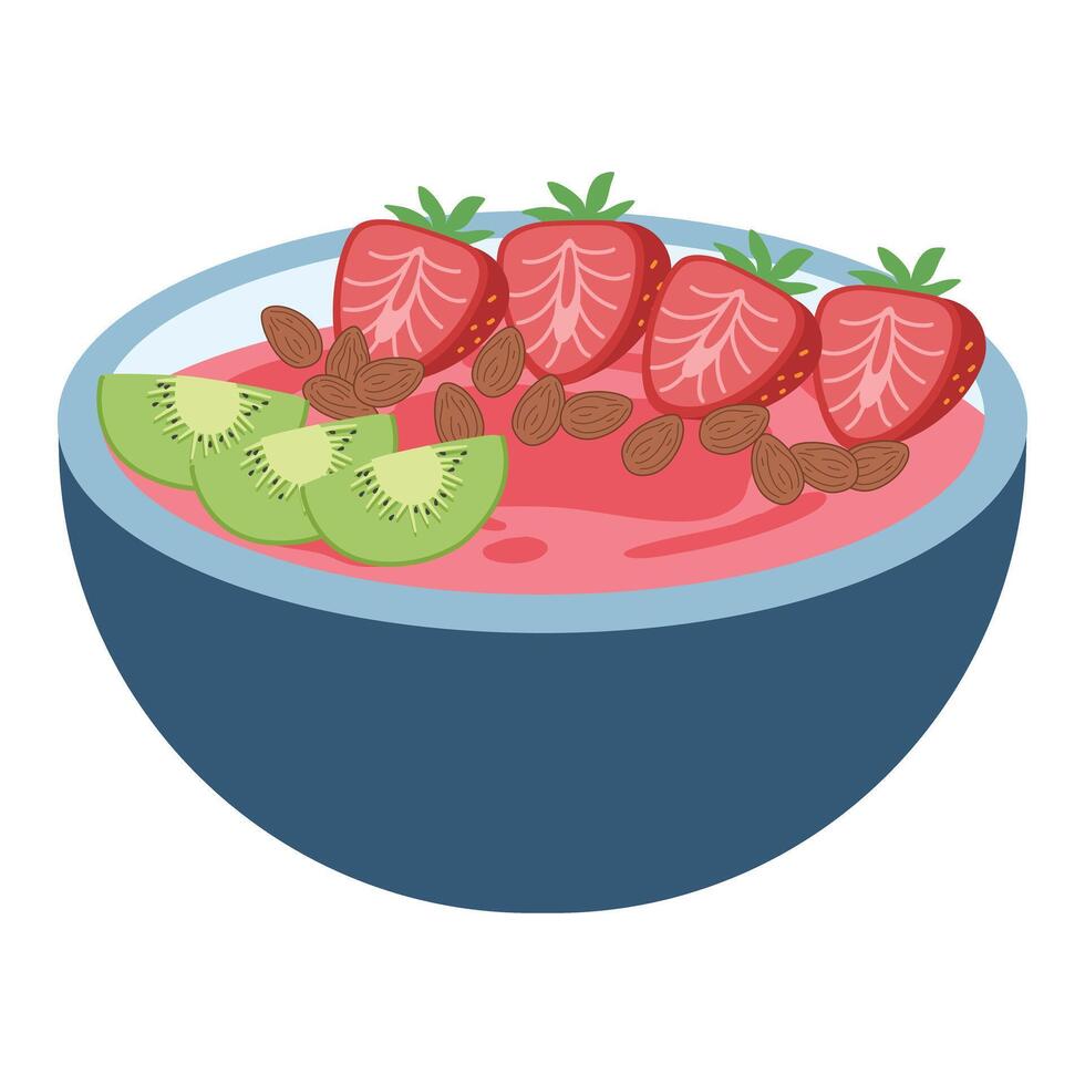 Healthy Pink Smoothie in the Bowl illustration vector