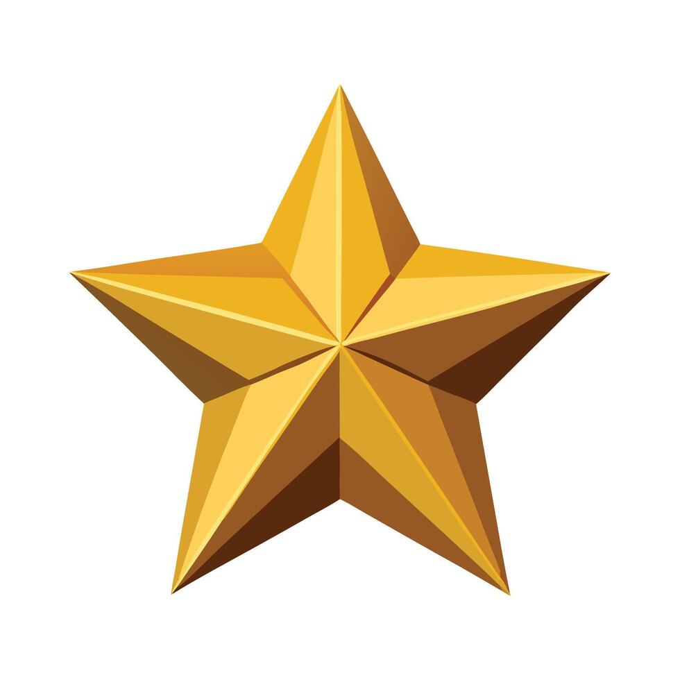Golden 3D Star with a Metallic Shine for a Luxurious Look vector