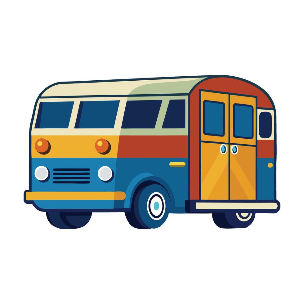 Classic Bus in a Bright and Nostalgic Vintage Travel Illustration vector