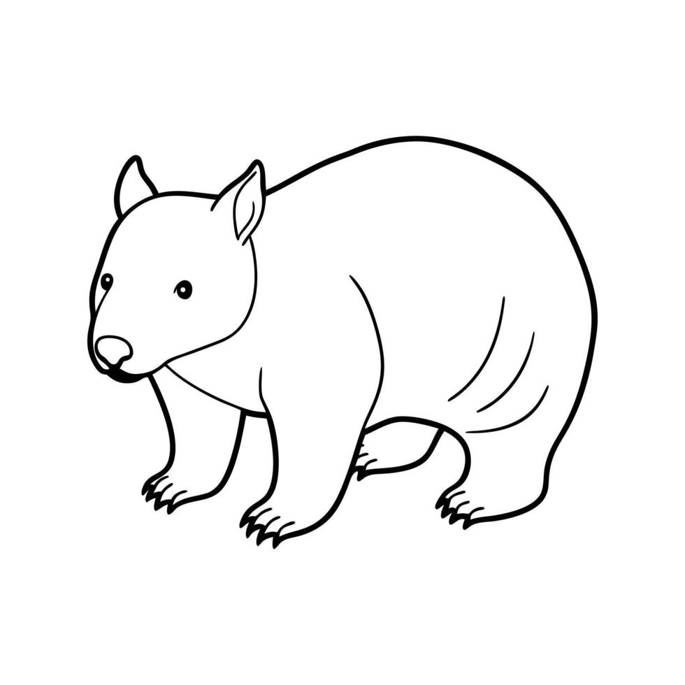 W Cute Hand-Drawn Wombat Sketch in Black and White s vector