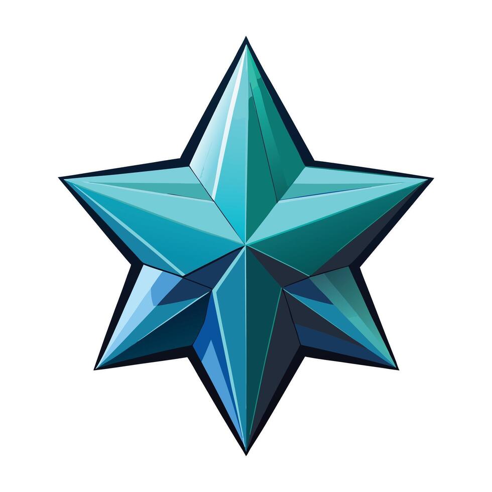 Shiny Blue crystal Star with 3D Effect in a Modern Geometric Style vector