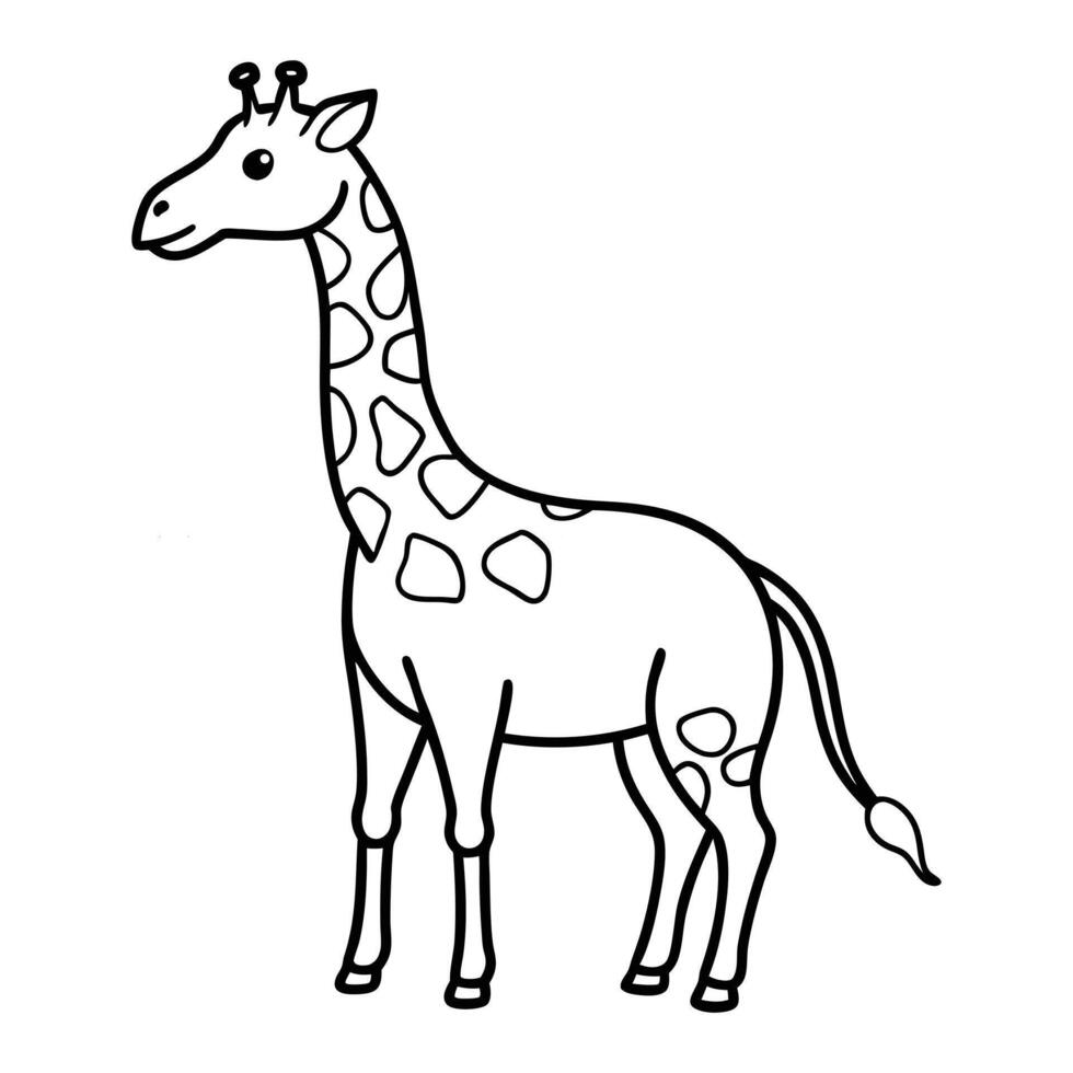 Elegant Giraffe Outline Illustration for Coloring Book s vector