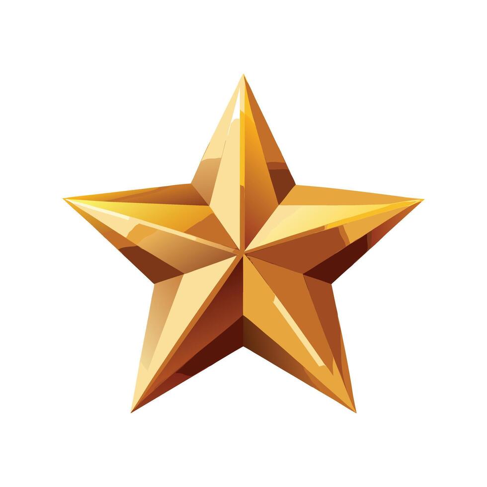 Bright Golden 3D Star with a Polished Metallic Shine for a Bold and Luxurious Look vector