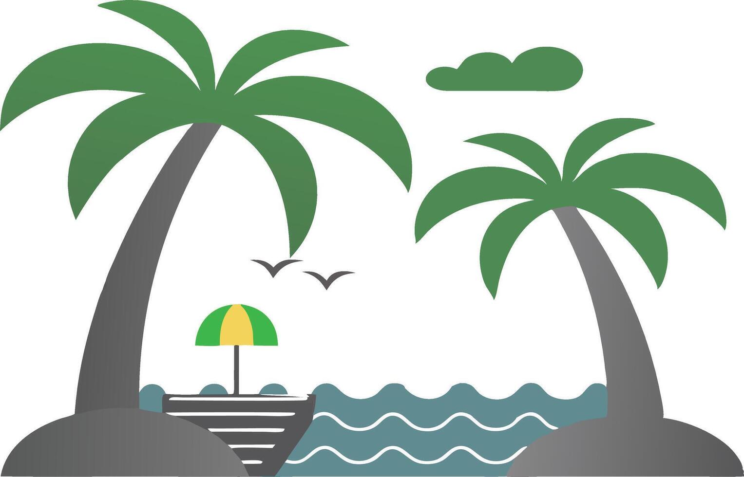 Minimal Tropical Island with Palm Trees vector