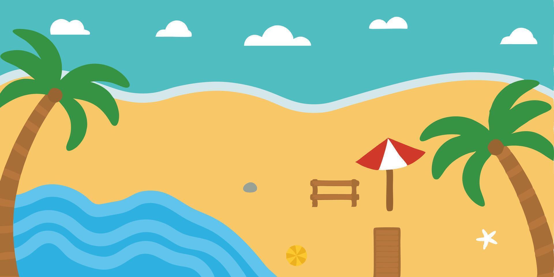 Summer Beach Scene with Sandcastle vector