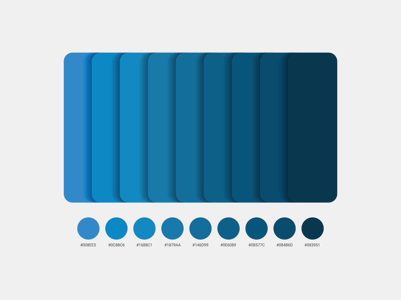 Denim color palette, Denim color palette with names. Catalog samples of Blue with RGB HEX codes. Blue color guide palette with color names. vector