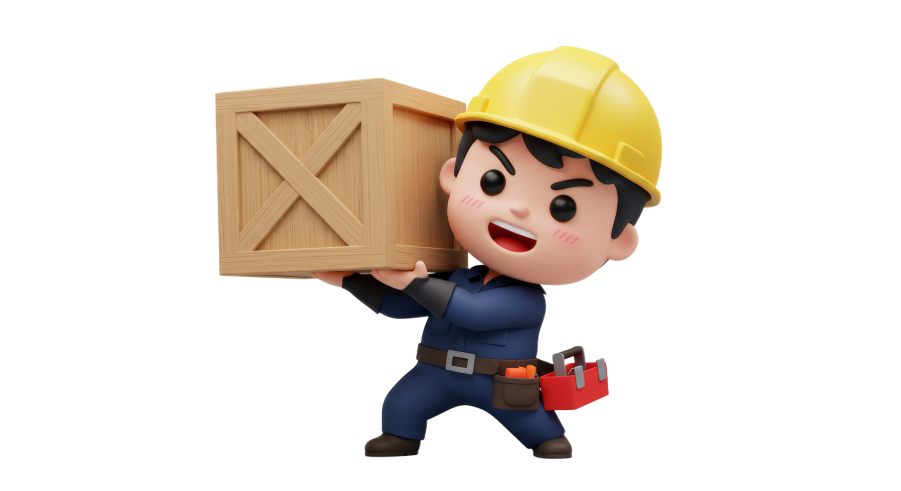 A cartoon character holding a wooden box png