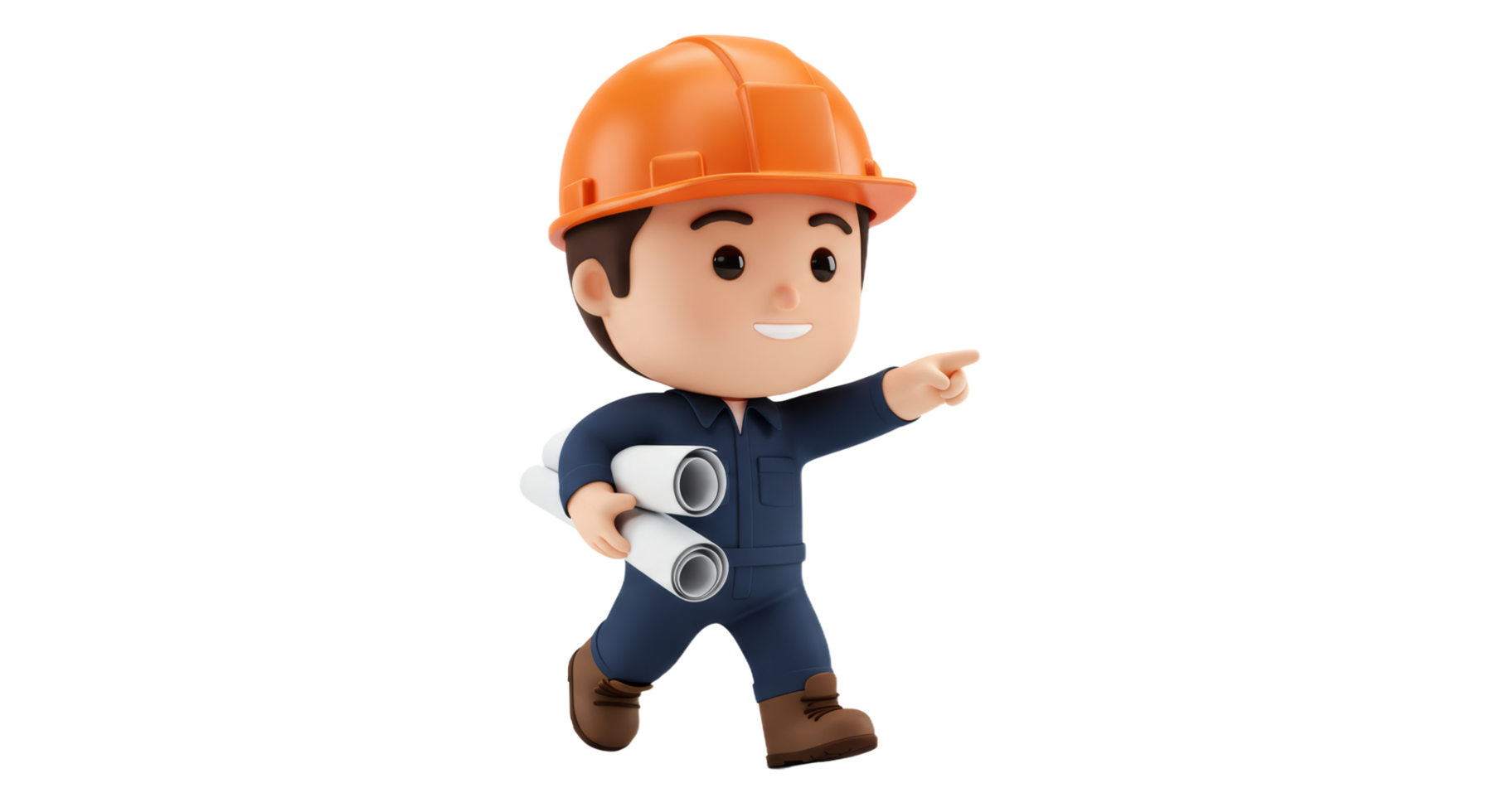 A cartoon construction worker holding a piece of paper png