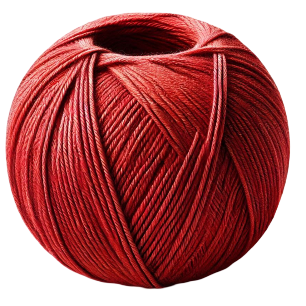 Tightly Wound Red Yarn Ball with Overlapping Strands png