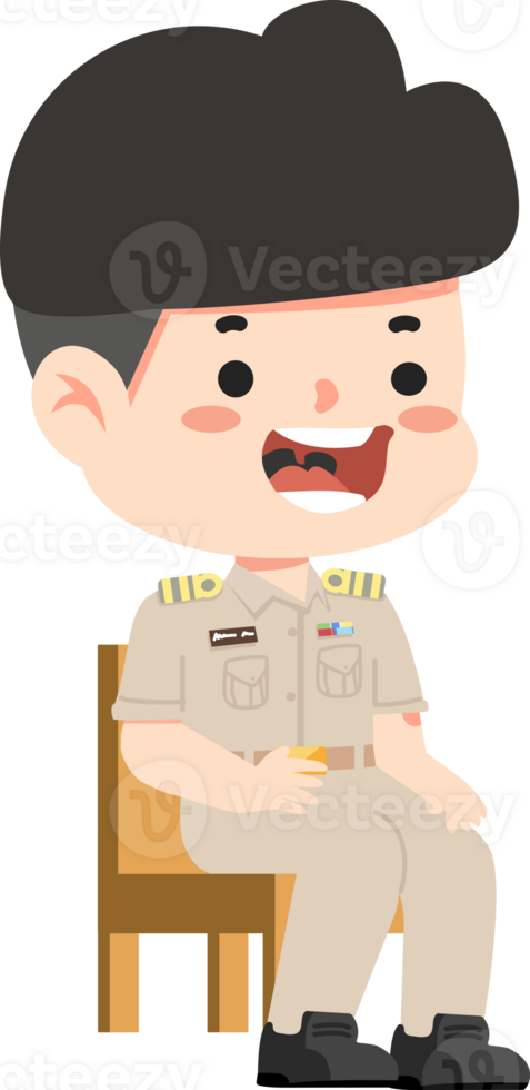 Boy teacher is sitting on a chair cartoon man png