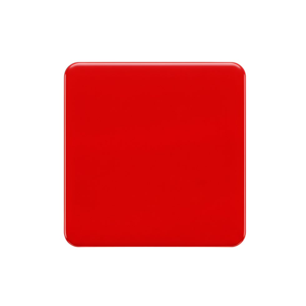 A vivid scarlet square with rounded edges presented against a white and contrasting setting plain shape transparent background png