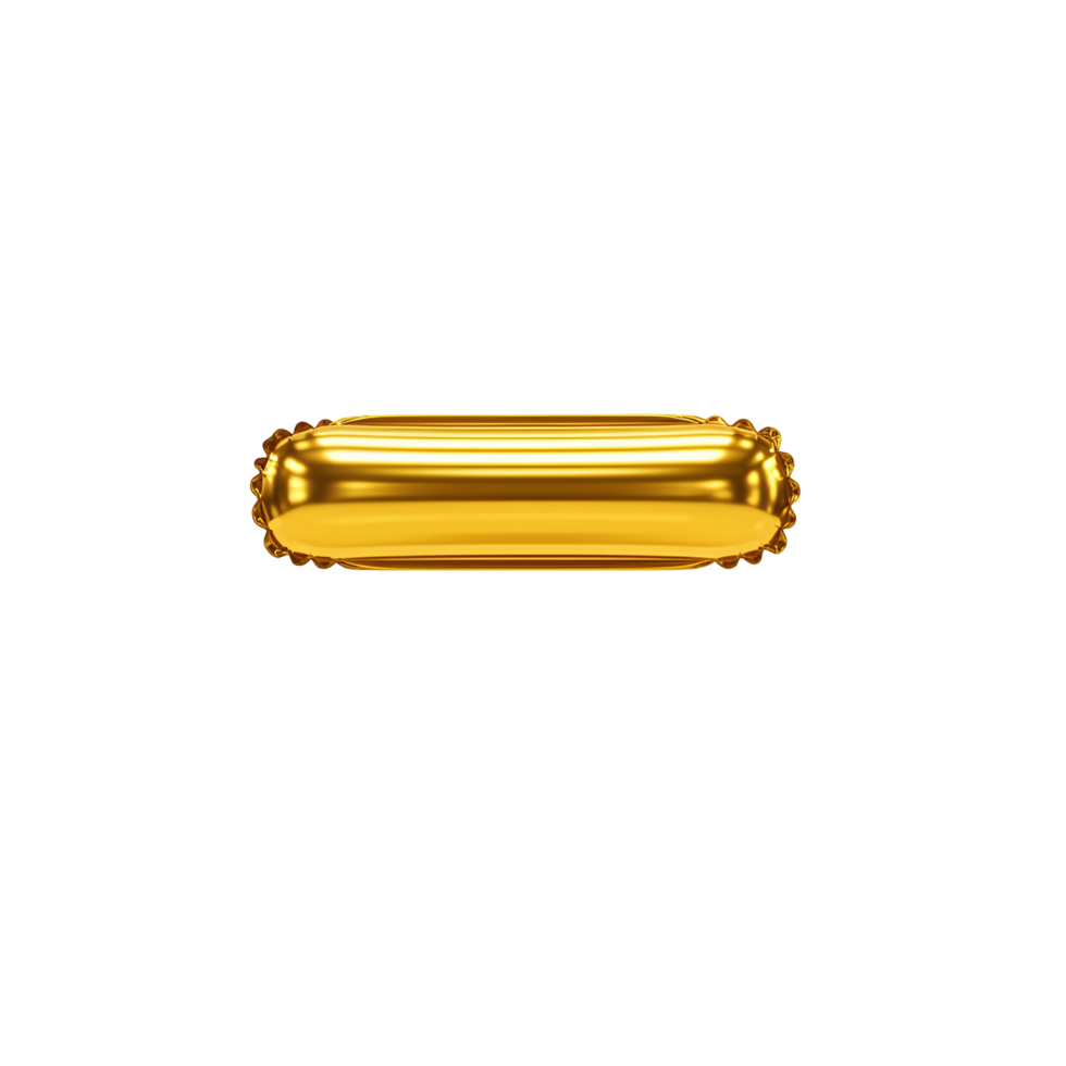 A shiny golden oblong shape with a ridged edge isolated in a white and simple presentation transparent background png