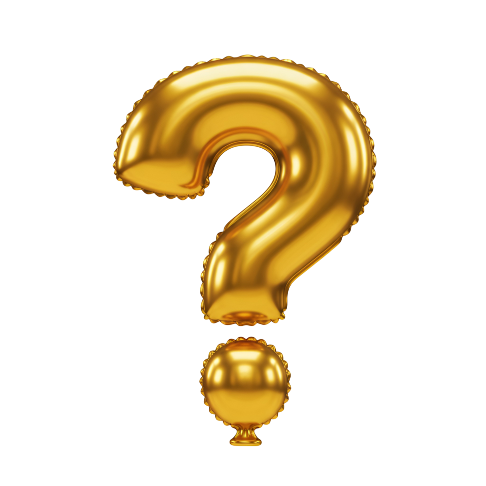 Isolated shiny question mark balloon in a white scene for decoration or conceptual use in projects transparent background png