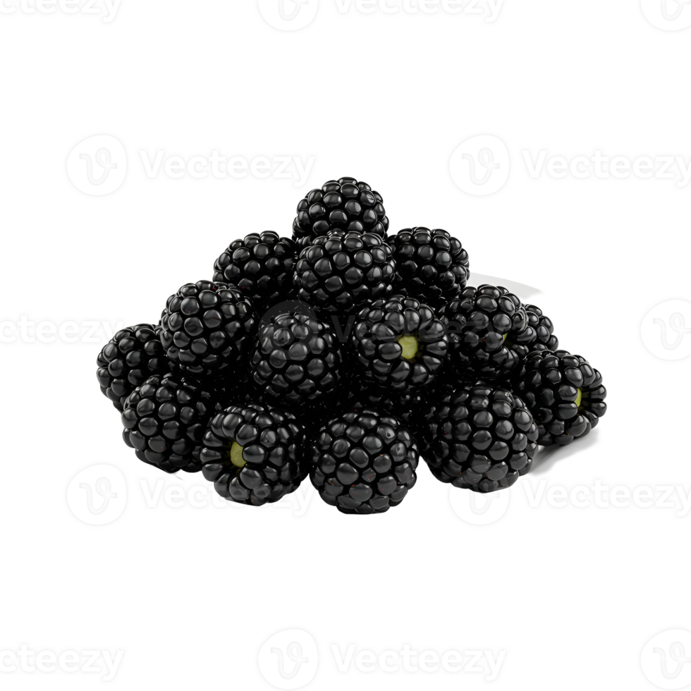 A pile of fresh blackberries arranged together on a plain surface with a neutral colored setting around them transparent background png