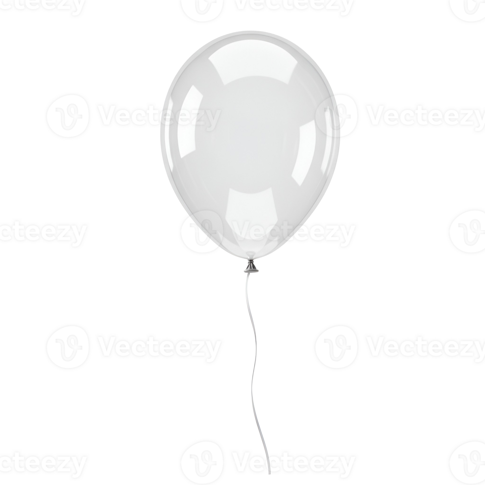 Isolated translucent balloon with a ribbon floating against a solid colored simple plain backdrop transparent background png