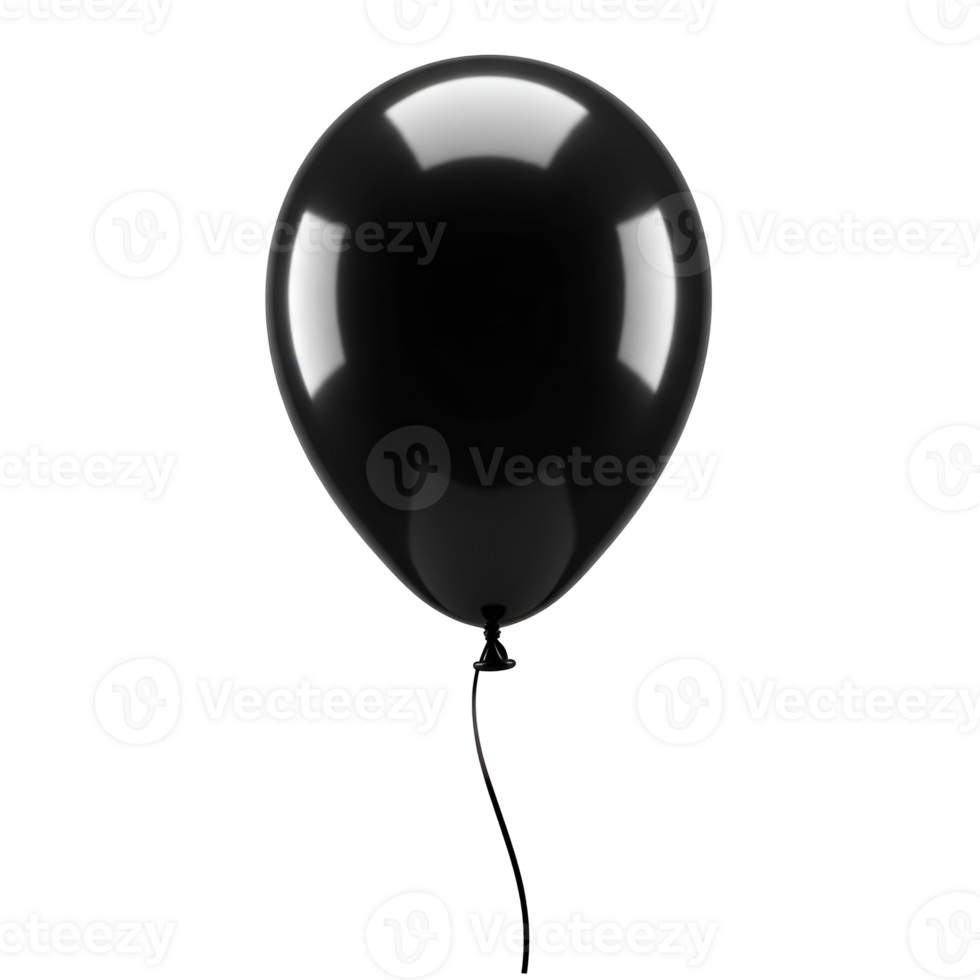 A single inflated balloon with a ribbon floating against a plain neutral colored setting view from below transparent background png