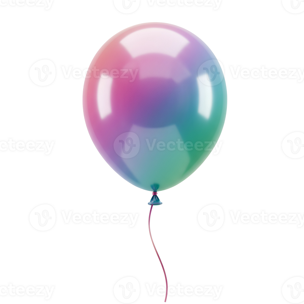 Isolated balloon with a gradient of pink purple and green colors against a plain setting space transparent background png