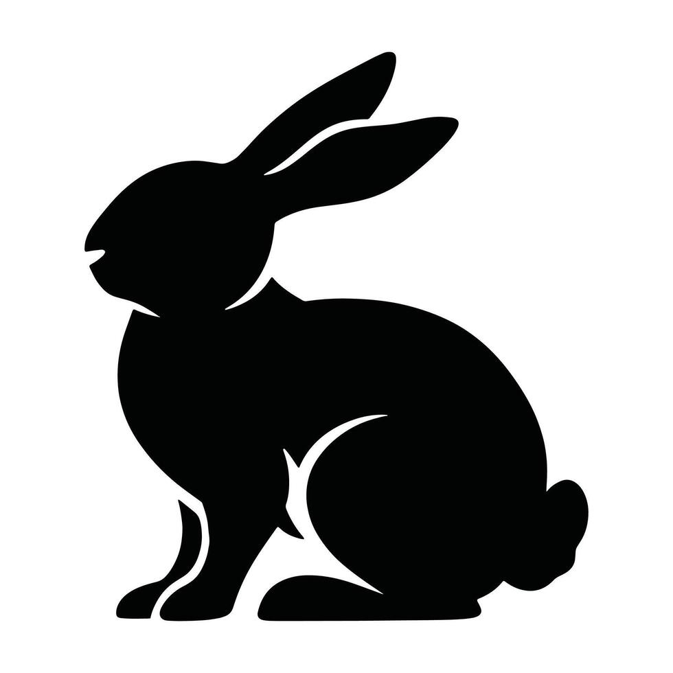 Rabbit silhouette icon. Simple black Easter Bunny design isolated on white background. Ideal for logos, emblems, pictograms, prints, and festive greeting card elements. vector